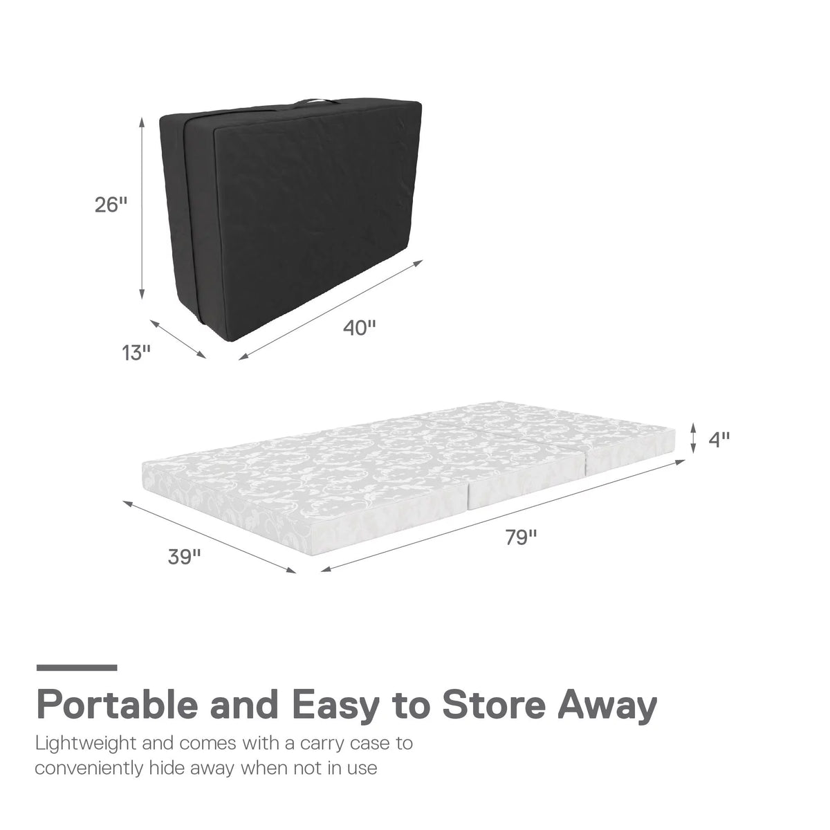 4-Inch Tri Folding Mattress with Carry Bag, Twin Size P31337