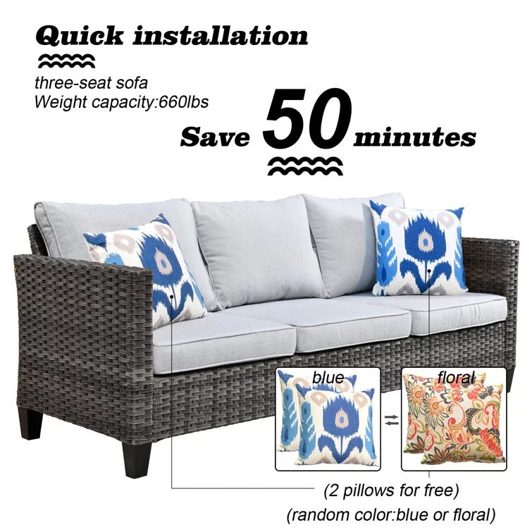 5 Pieces All-Weather Wicker Sectional Sofa with Cushions S112351