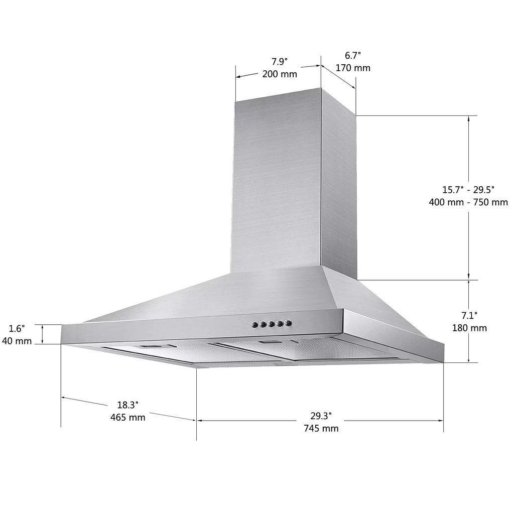 30 inch Stainless Steel Wall Mount Range Hood V982192