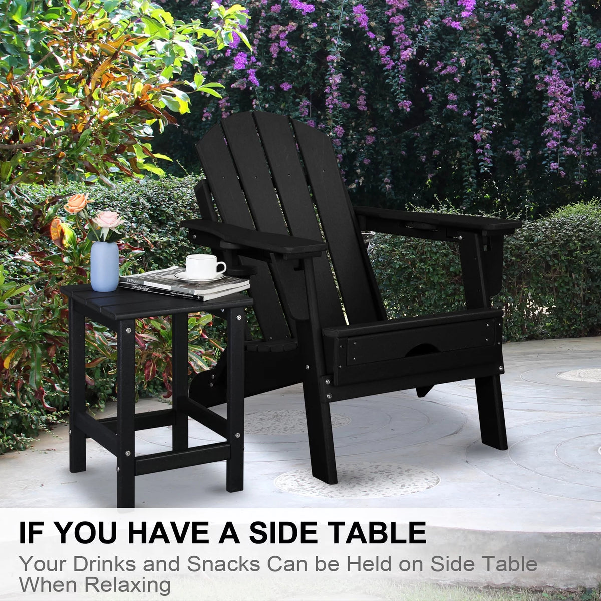 Black HDPE Weather Resistant Square Side Table S6815
