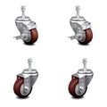 3 inch Maroon Polyurethane Swivel Caster Set P986