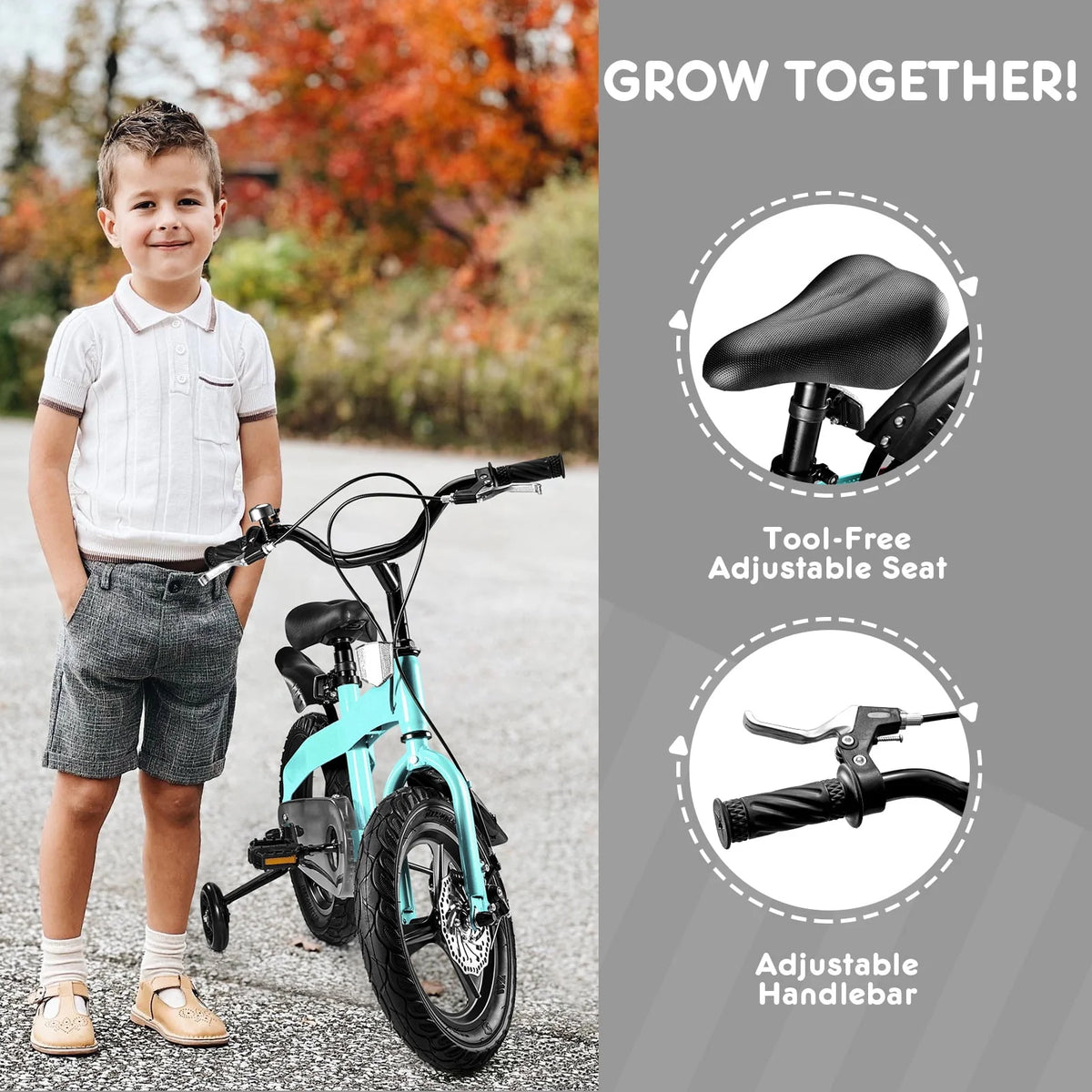 16 inch Boys Bike with Training Wheels and Disc Brake Z13200