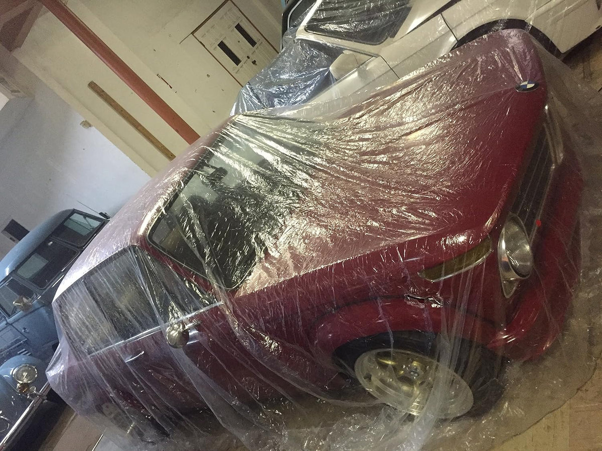 5 Pack Disposable Plastic Car Cover with Elastic Band Medium Size I484783