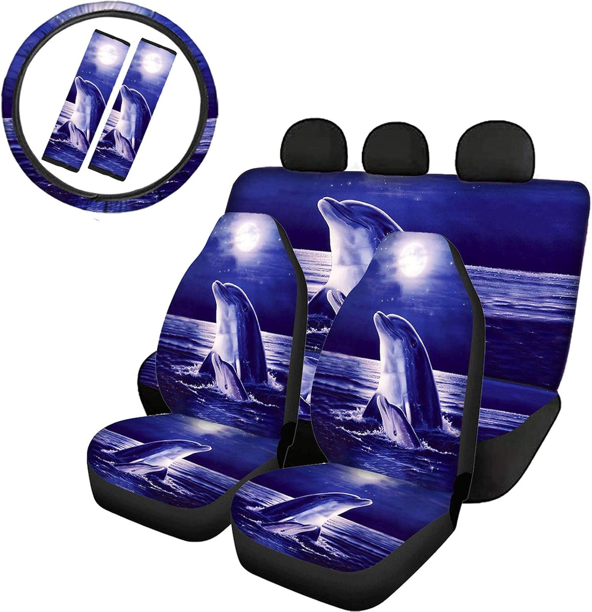 Car Seat Covers and Steering Wheel Cover and Seat Belt Pads V56408
