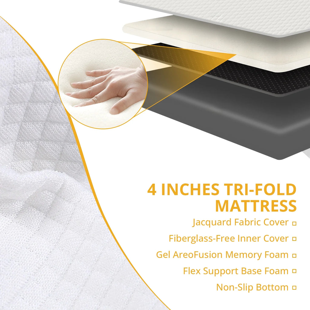 Folding Twin Size Memory Foam Mattress with Cover O2646