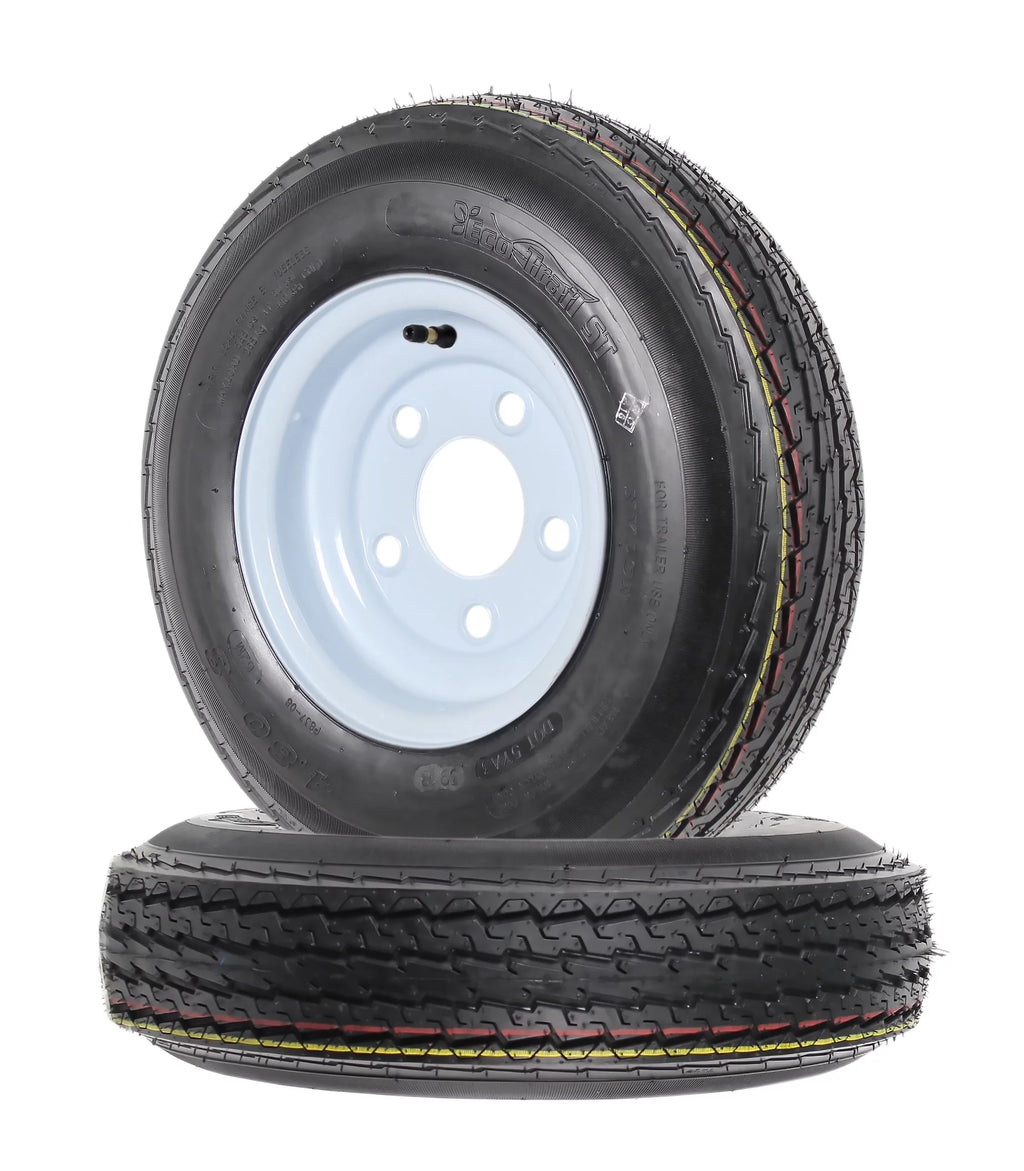 Trailer Tires On Rims 4.80-8 5 Lug White I961