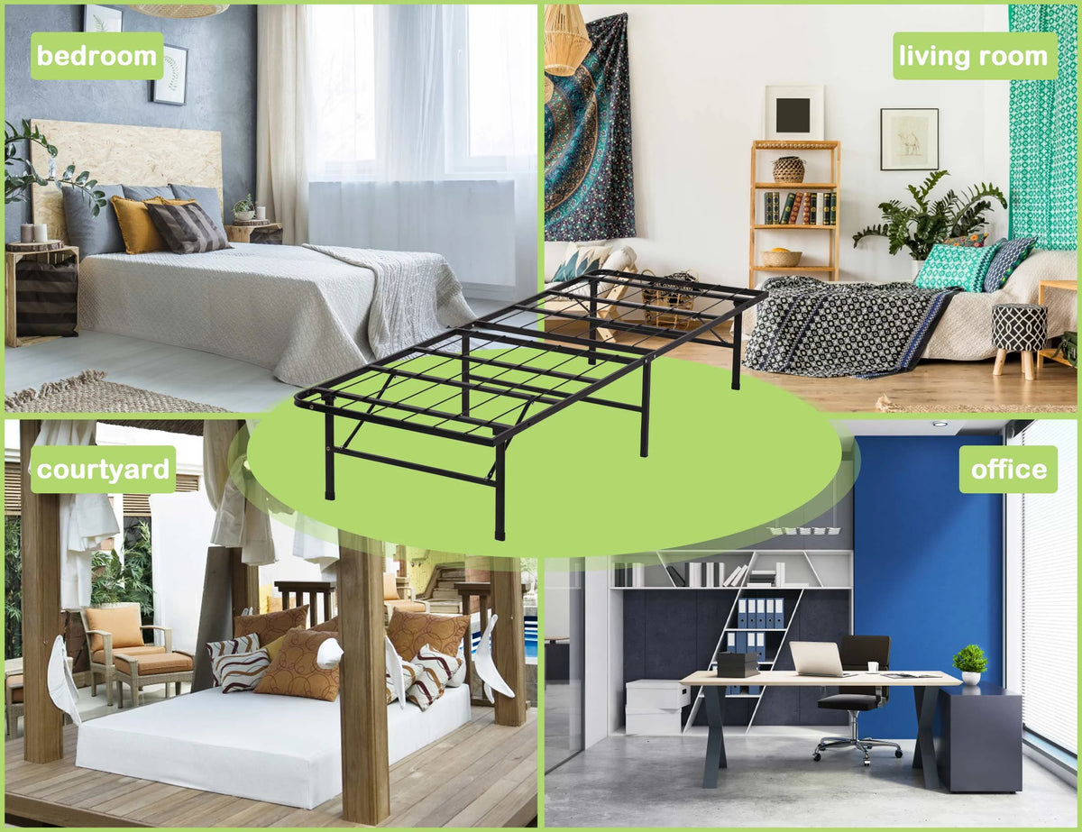 Foldable Twin Bed Frame 150LBS Capacity Heavy Duty I362