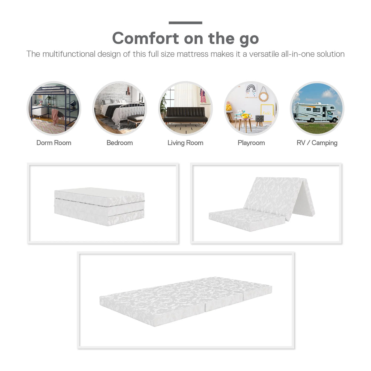 4-Inch Tri Folding Mattress with Carry Bag, Twin Size P31337