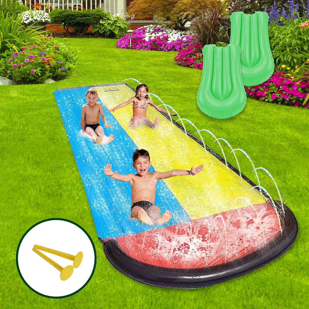 15.5ft Inflatable Lawn Water Slide with Sprinkler Pad S6573