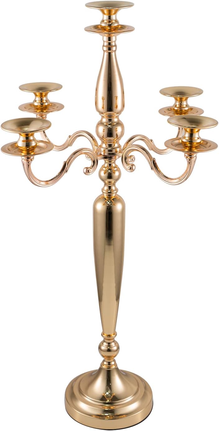 5 Arms Gold Taper Candle Holder K434005