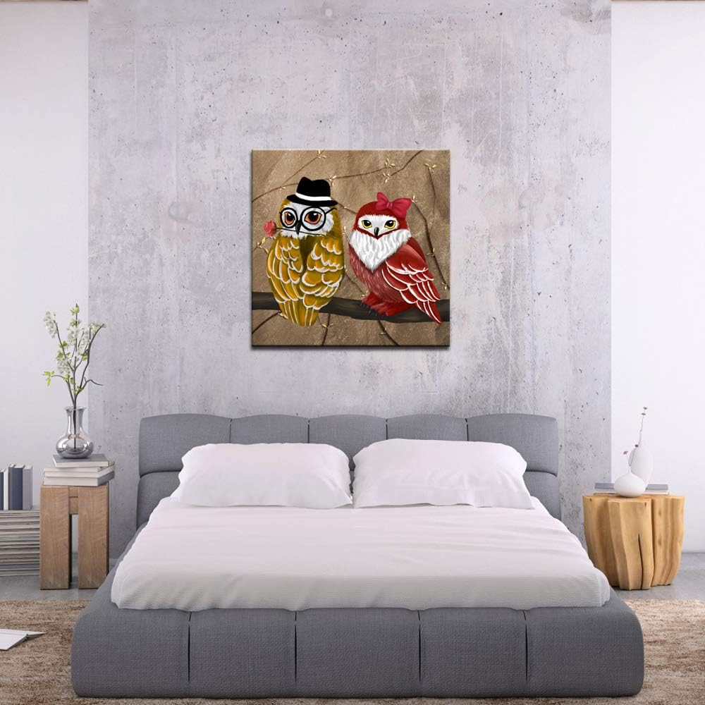 Owl Canvas Wall Art Framed 24x24 Inches T8238