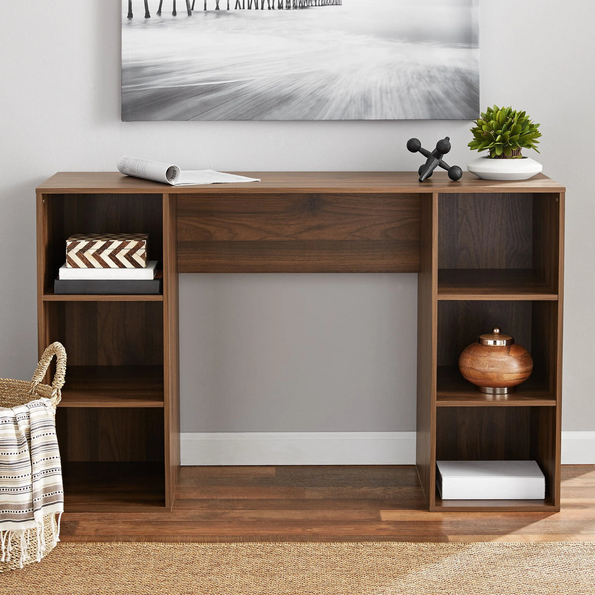White 6-Cube Storage Computer Desk K8575