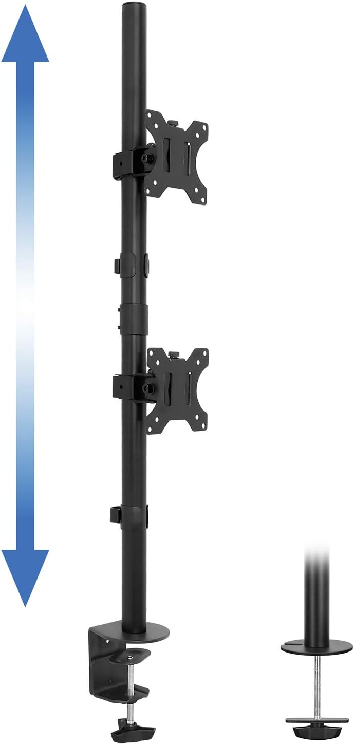 Vertical Dual Monitor Mount, Stacked Desk Stand, Fits 19-32 Inches, VESA 75 100 V731631
