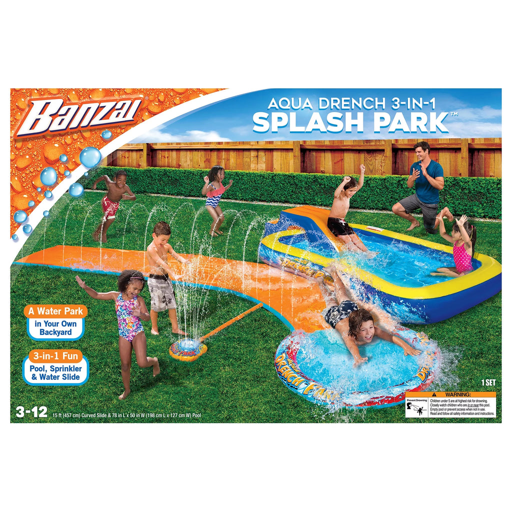 3-in-1 Splash Park with Pool, Sprinkler & Waterslide X945255