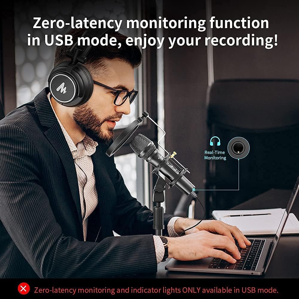 USB/XLR Dynamic Instrument Microphone with Volume Control, Shock Mount and Pop Filter X923657