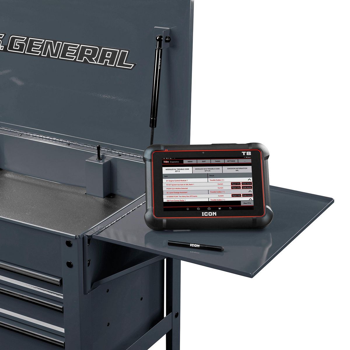 Folding Side Tray for 4-Drawer Tech Cart, Slate Gray X970