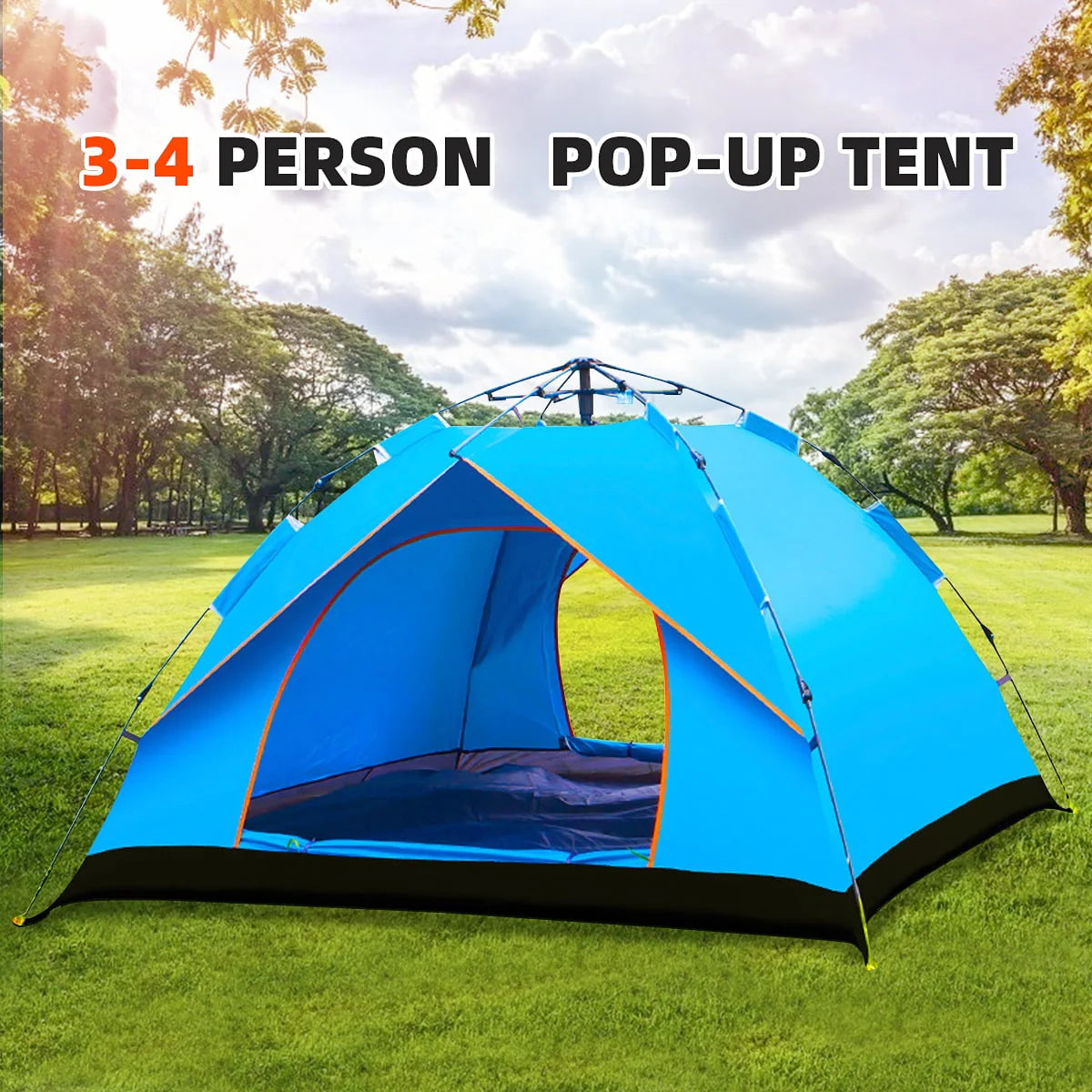 3-4 Person Automatic Popup Camping Tent with Carry Bag N511625