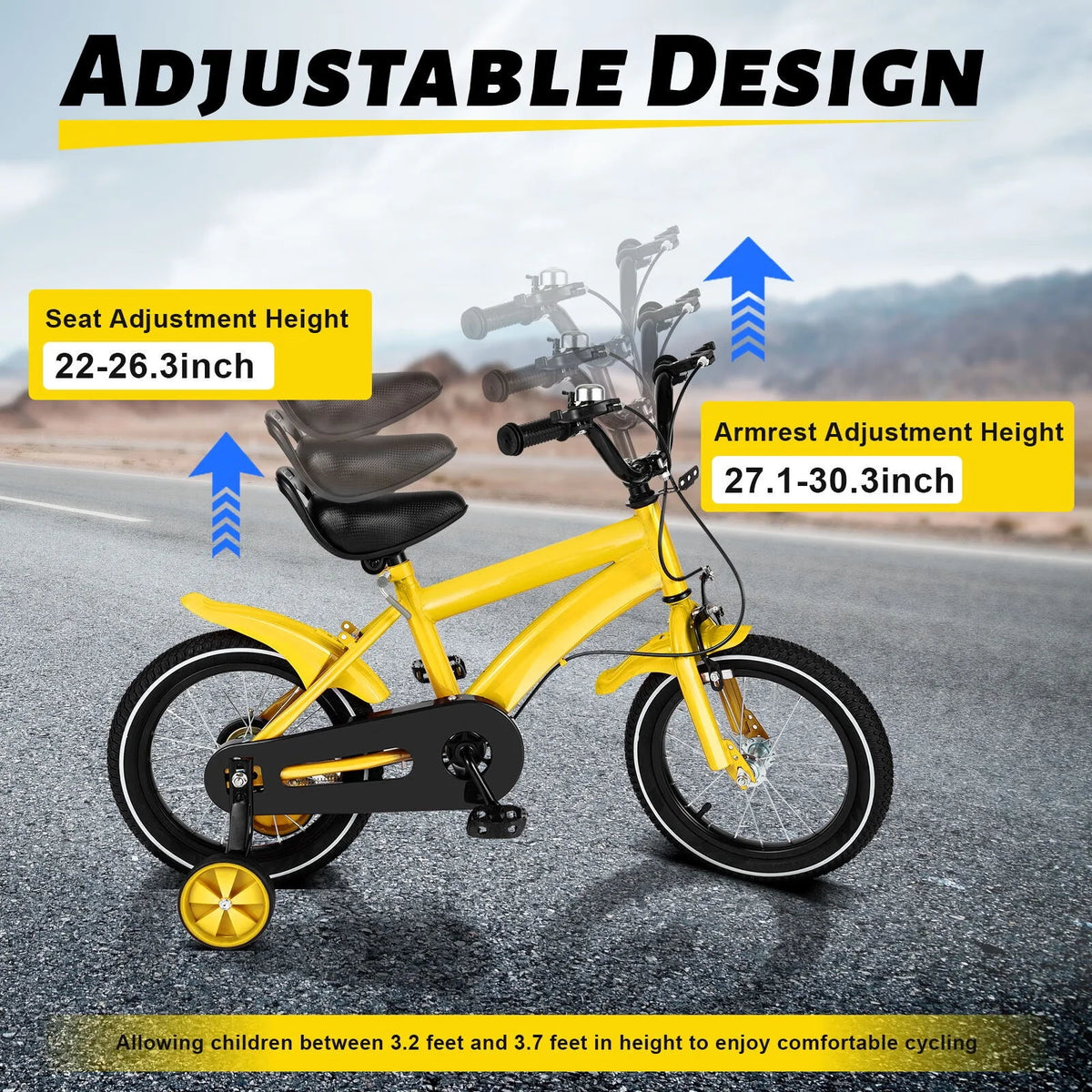 14 Inch Kids Bike with Training Wheels and Adjustable Seat White S22327