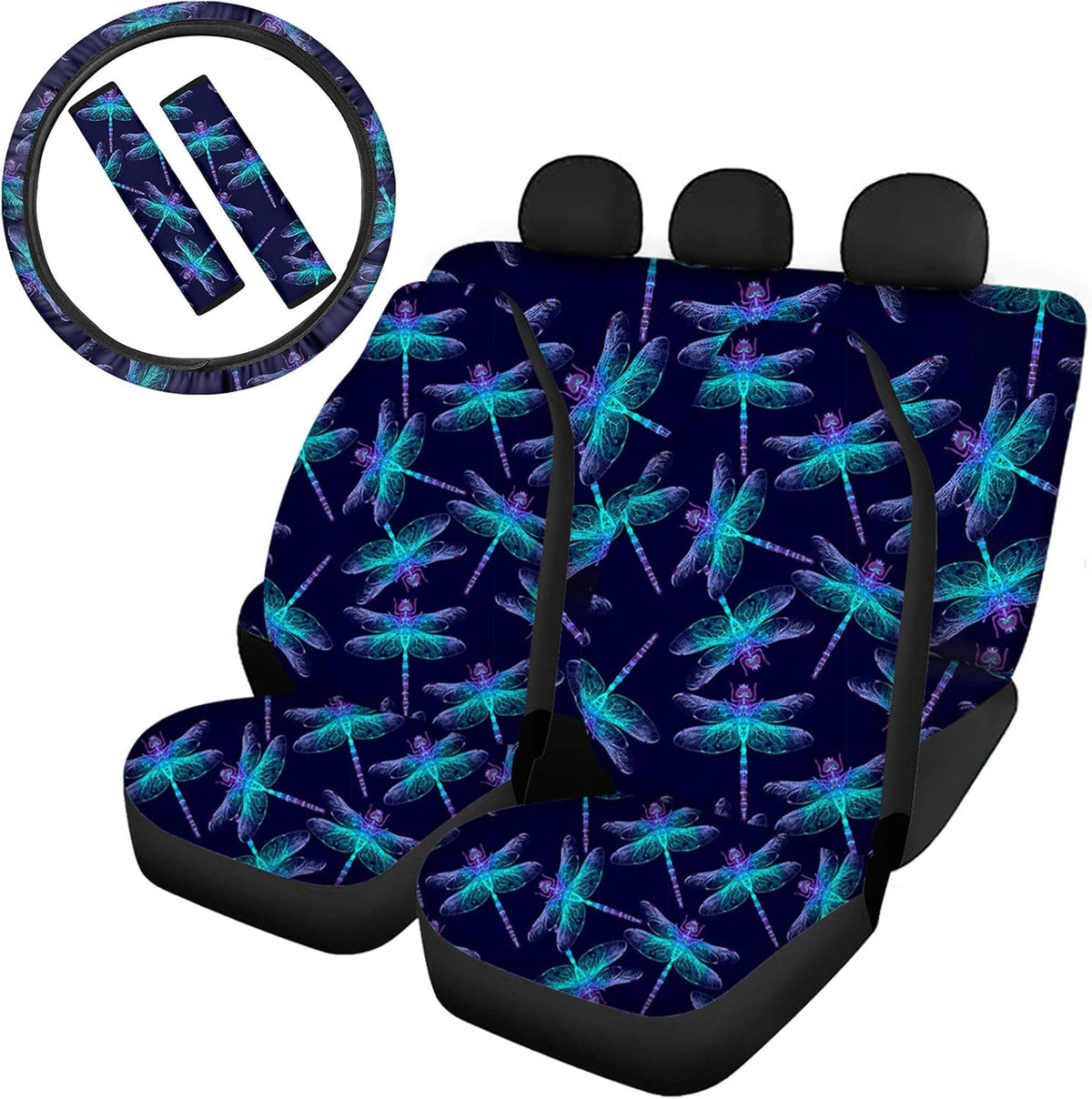 Car Seat Covers and Steering Wheel Cover and Seat Belt Pads V56408