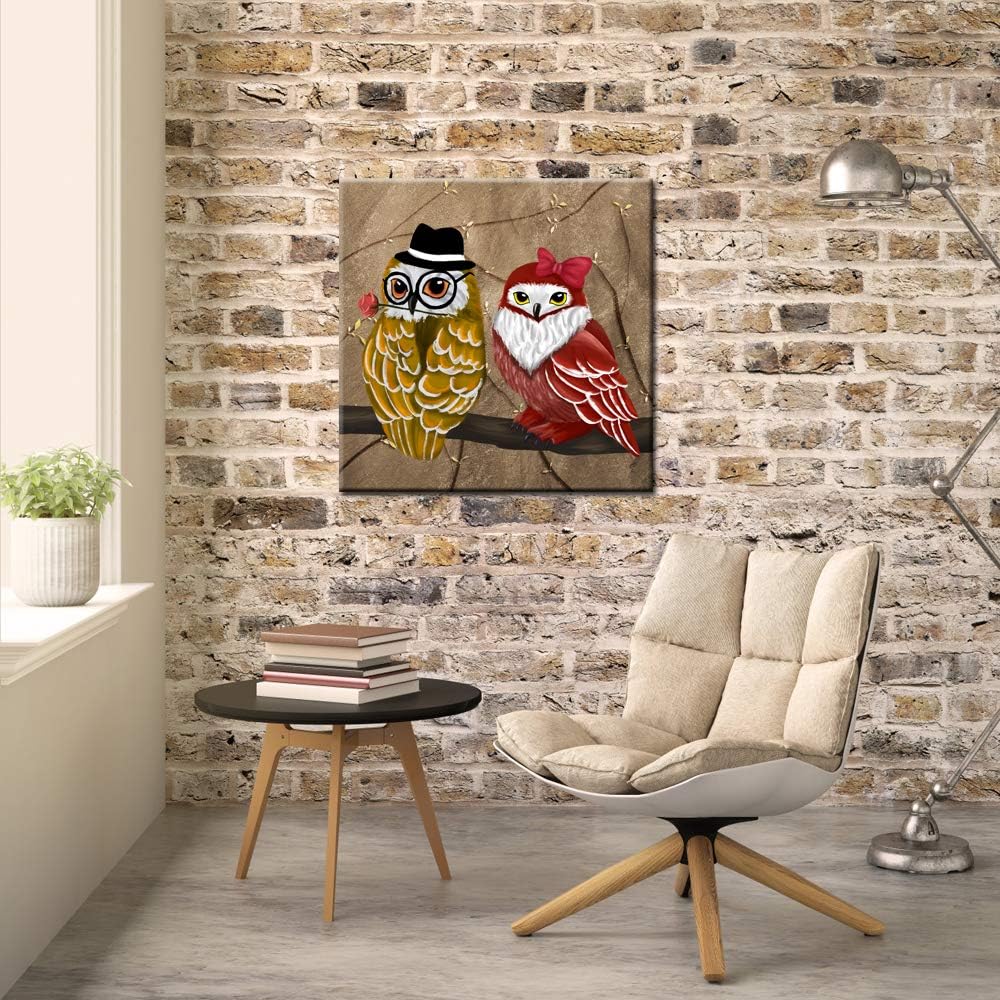 Owl Canvas Wall Art Framed 24x24 Inches T8238