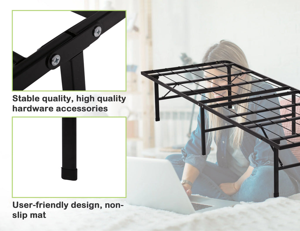 Foldable Twin Bed Frame 150LBS Capacity Heavy Duty I362