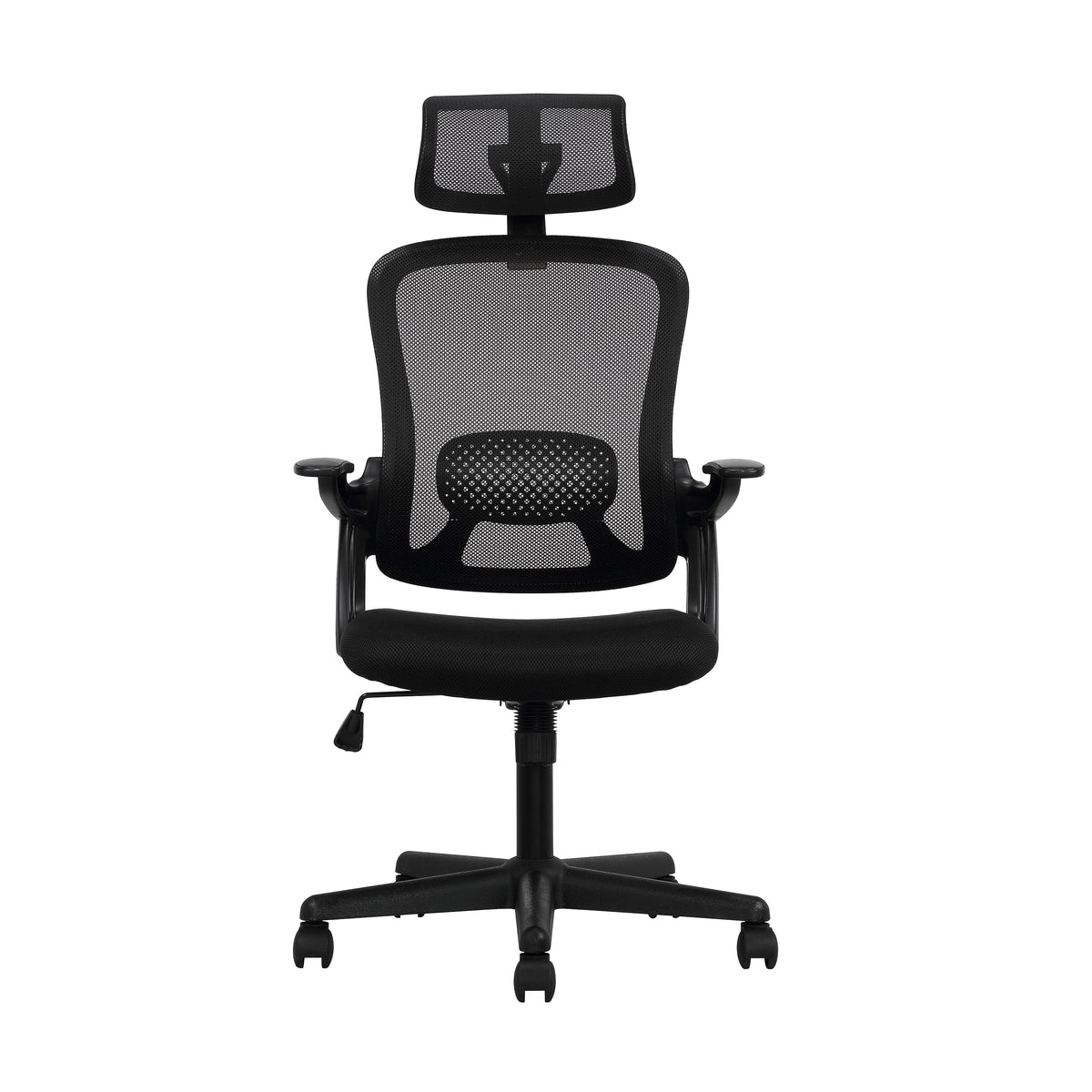 Black Fabric Ergonomic Office Chair with Adjustable Headrest M6578