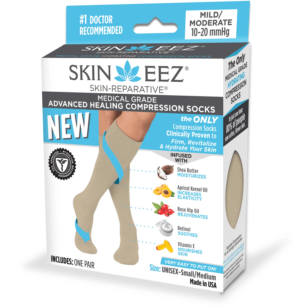 Black L/XL Hydrating Compression Socks 10-20 mmHg G9113