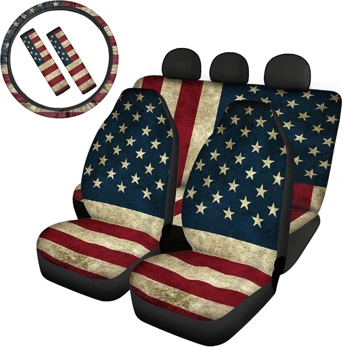 Car Seat Covers and Steering Wheel Cover and Seat Belt Pads V56408
