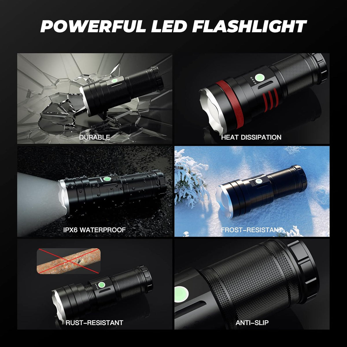 100000 High Lumens Rechargeable LED Flashlight Z122057
