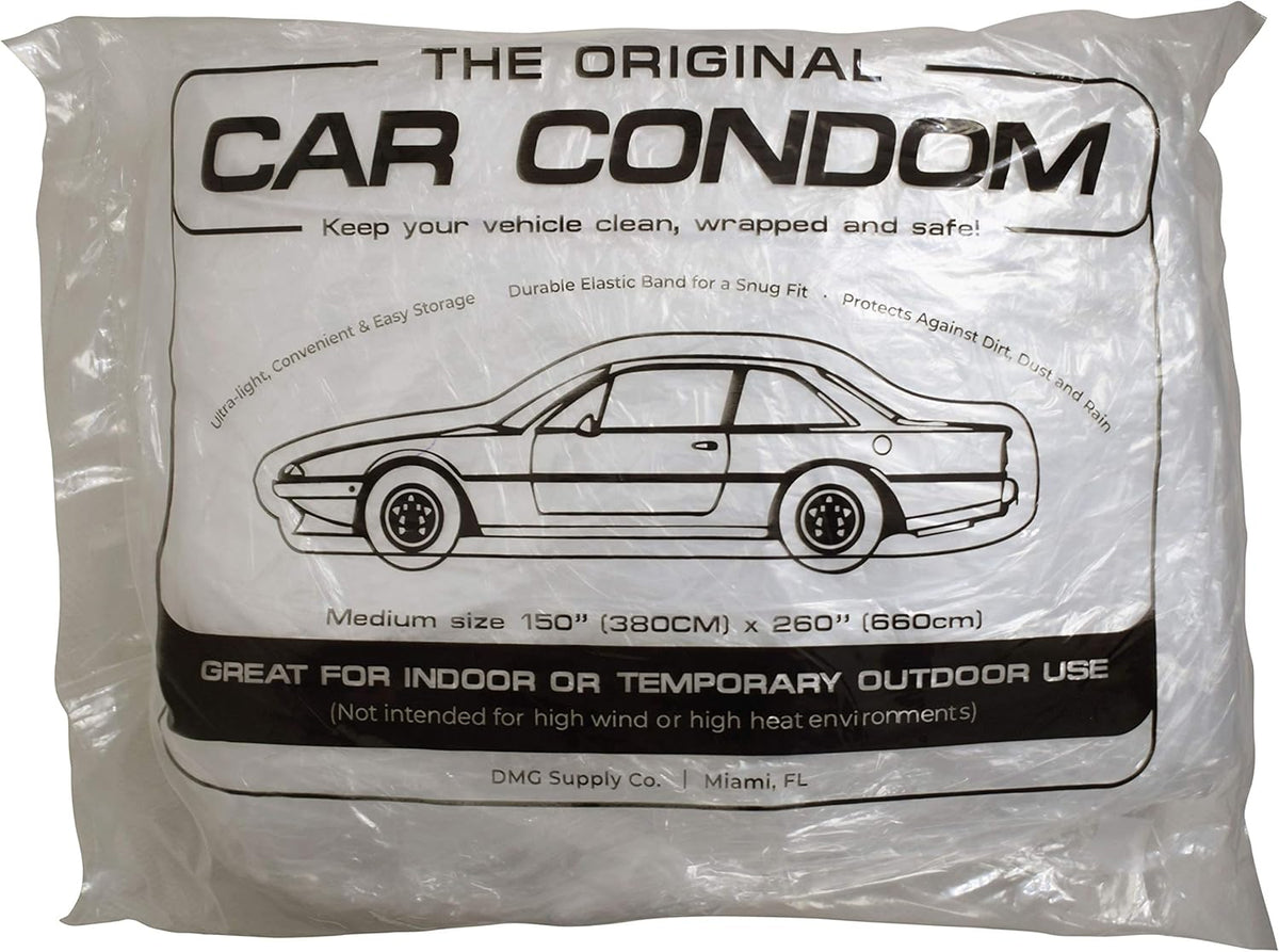 5 Pack Disposable Plastic Car Cover with Elastic Band Medium Size I484783