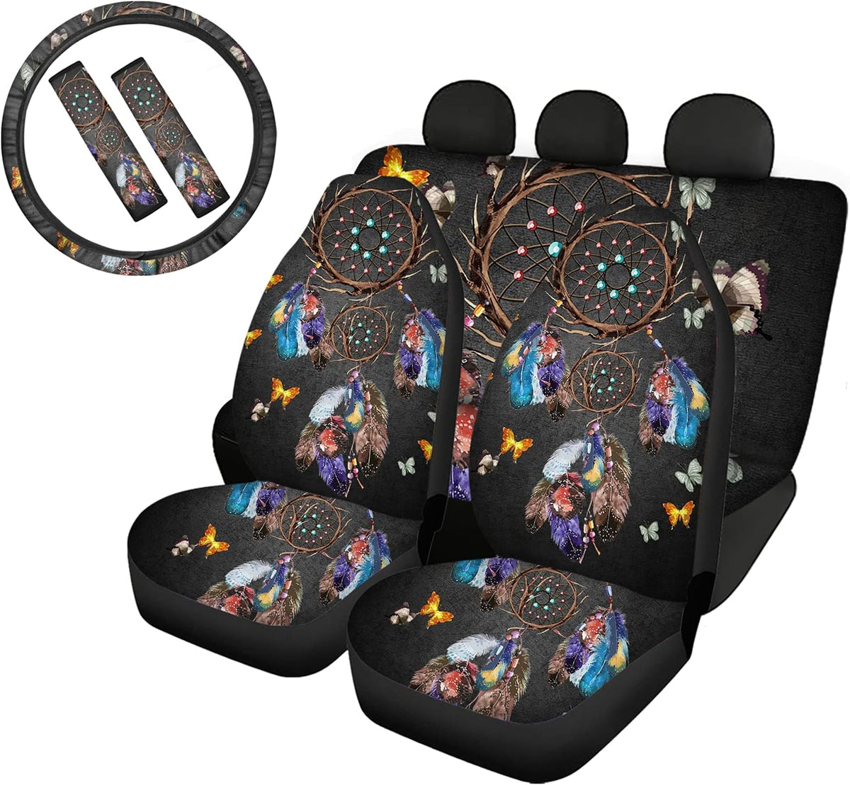 Car Seat Covers and Steering Wheel Cover and Seat Belt Pads V56408