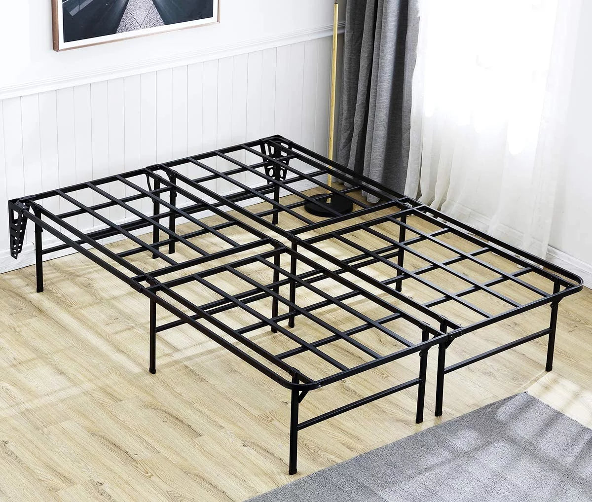 16in Heavy Duty Steel Slat Full Platform Bed Frame Black P828