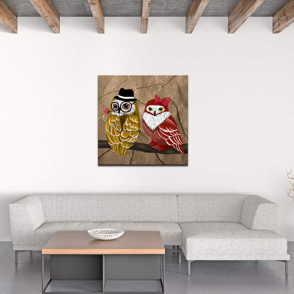 Owl Canvas Wall Art Framed 24x24 Inches T8238