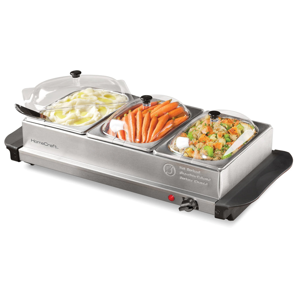 3-Station 1.5-Quart Stainless Steel Buffet Server & Warming Tray H921134