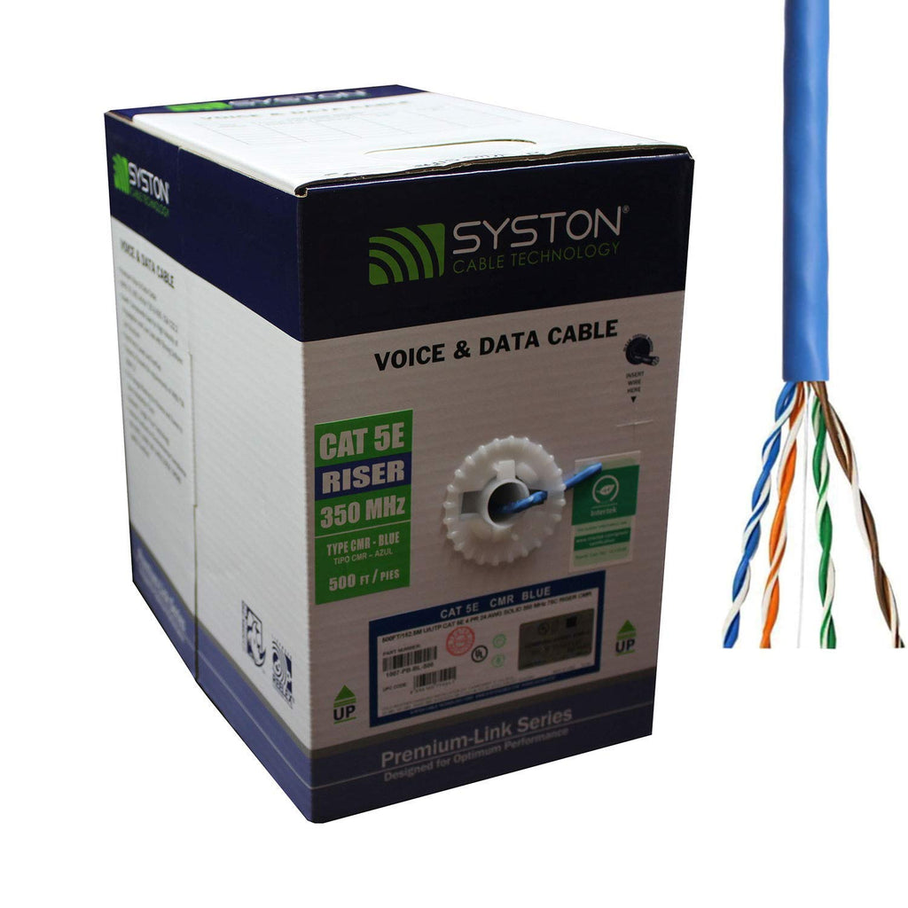 Cat5e Bulk Cable 500ft Pure Copper 24AWG Blue N4163