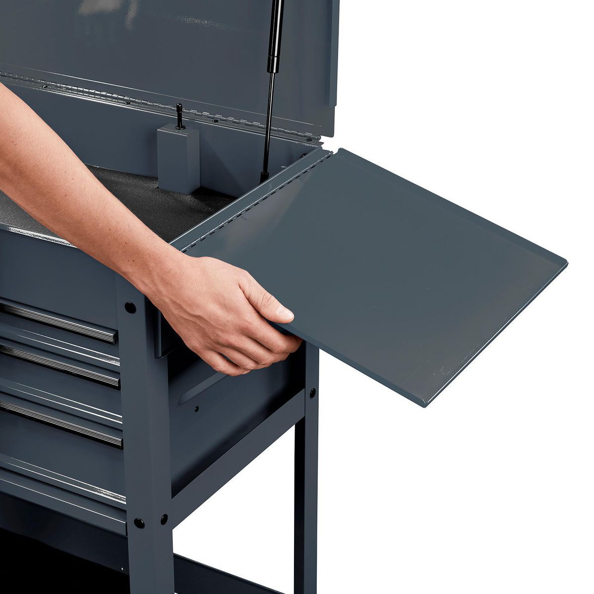Folding Side Tray for 4-Drawer Tech Cart, Slate Gray X970