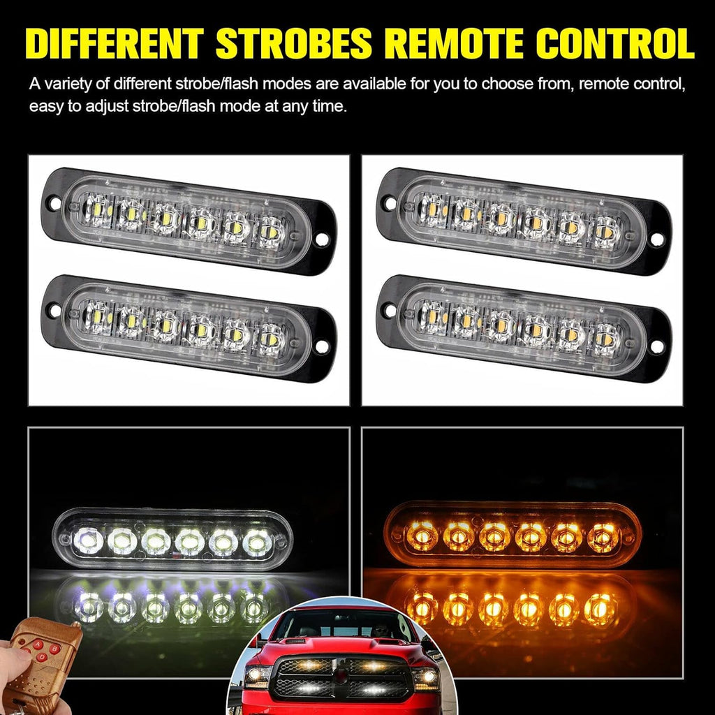 16Pcs Amber White LED Emergency Strobe Lights I591266