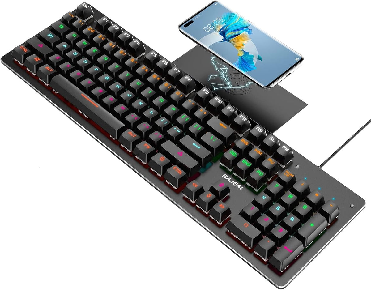 104 Keys Wired Full Size Mechanical Gaming Keyboard with Wireless Charger F899