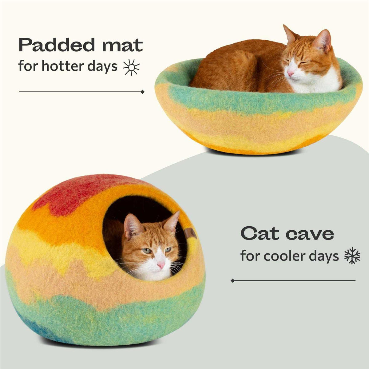 Felt Cat Bed Cave 100% Merino Wool Q50825