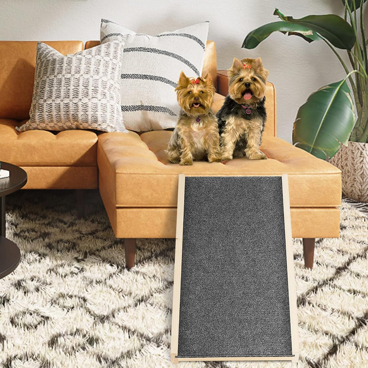 Adjustable Wooden Folding Dog Ramp with Non-Slip Carpet T9628