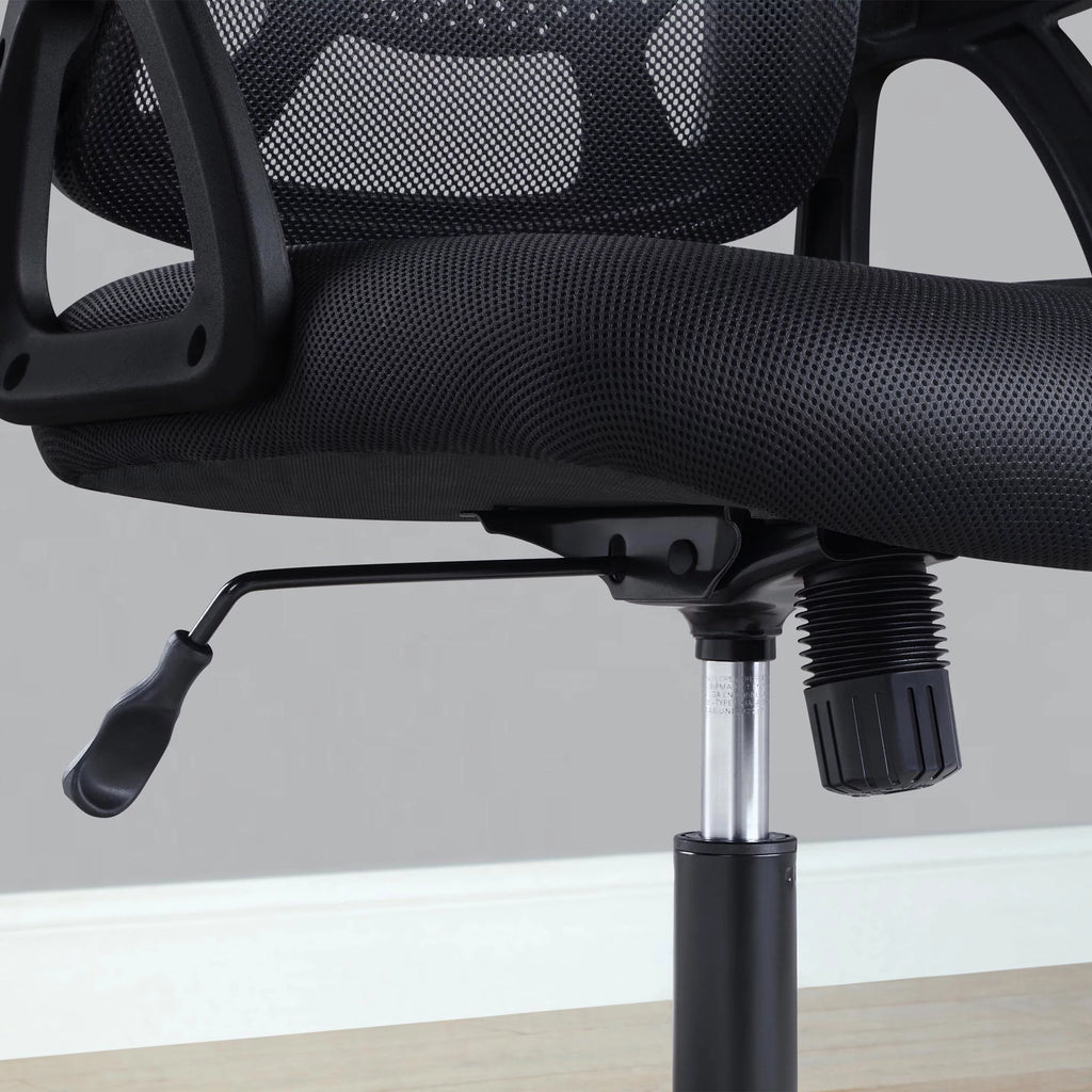 Black Fabric Ergonomic Office Chair with Adjustable Headrest M6578