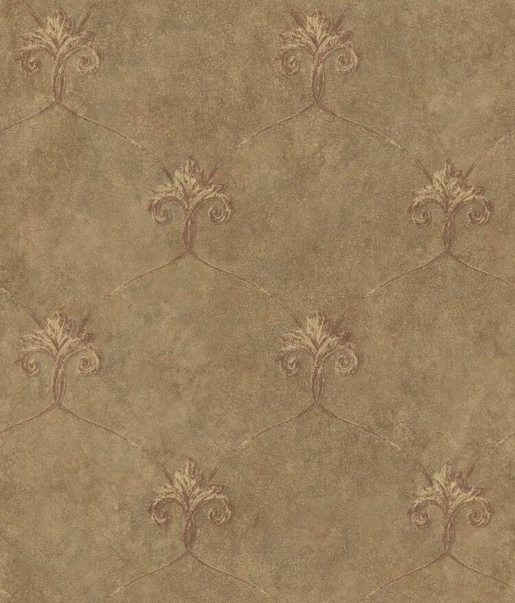 Brown Ogee Wallpaper C858