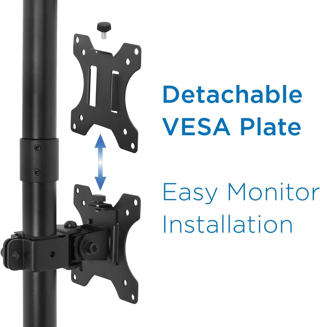 Vertical Dual Monitor Mount, Stacked Desk Stand, Fits 19-32 Inches, VESA 75 100 V731631