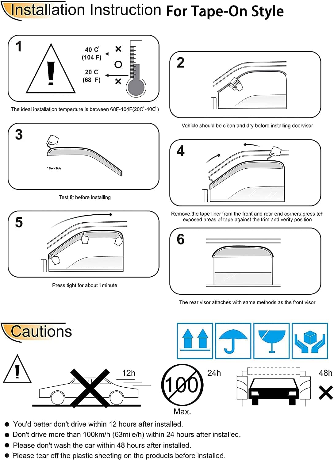 4pcs Tape-On Window Deflector Set P3038