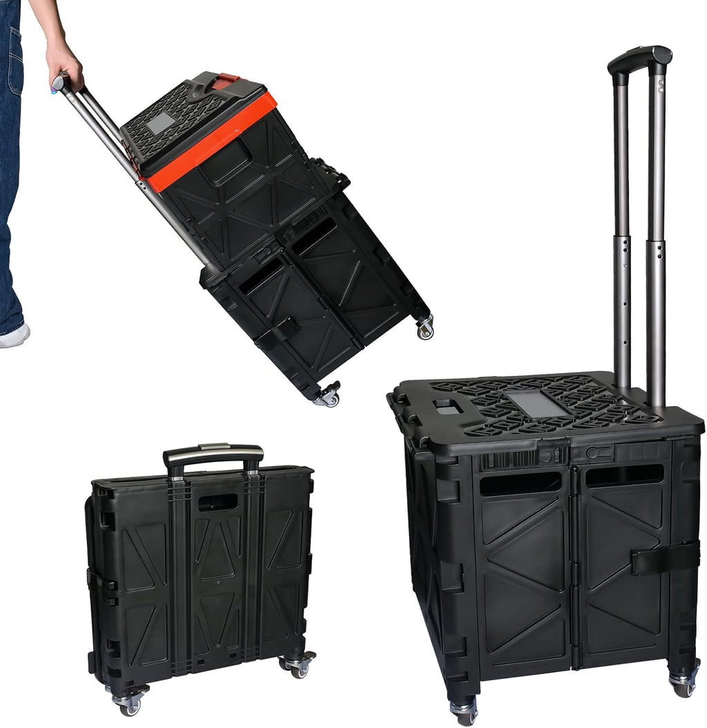 Foldable Utility Cart with Wheels Black Q41285