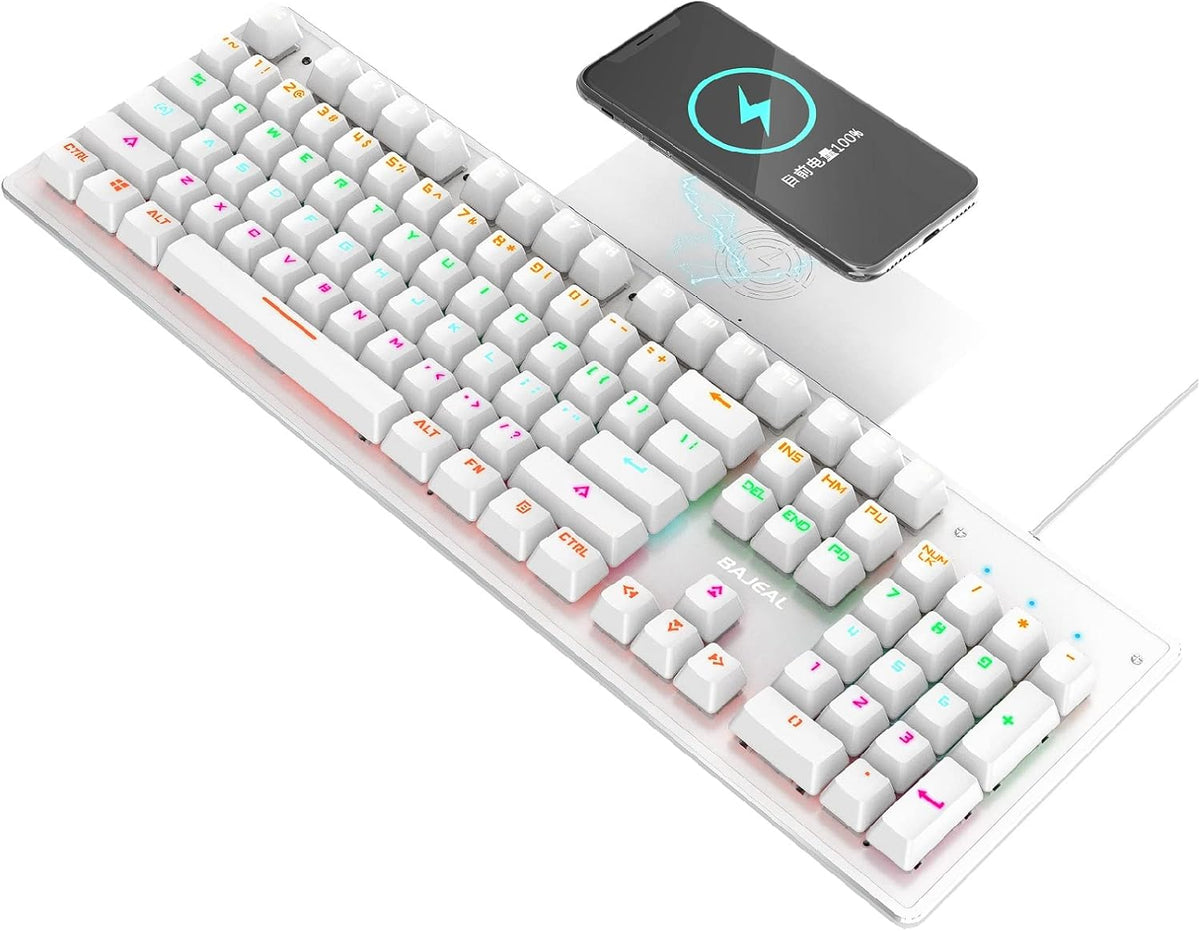 104 Keys Wired Full Size Mechanical Gaming Keyboard with Wireless Charger F899