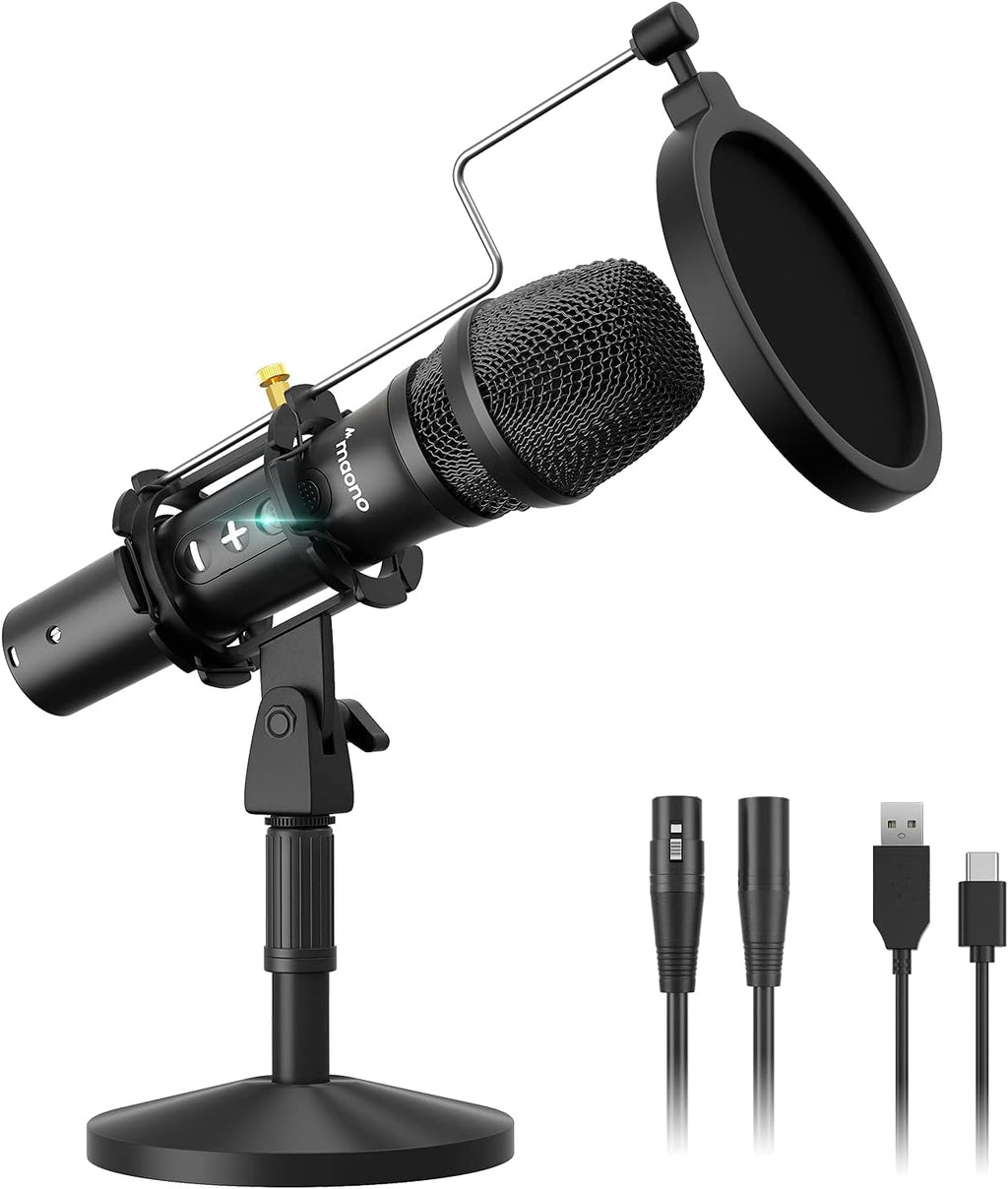 USB/XLR Dynamic Instrument Microphone with Volume Control, Shock Mount and Pop Filter X923657
