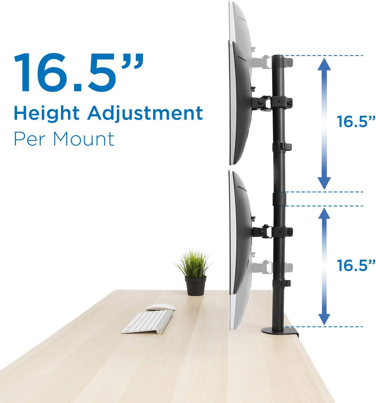Vertical Dual Monitor Mount, Stacked Desk Stand, Fits 19-32 Inches, VESA 75 100 V731631