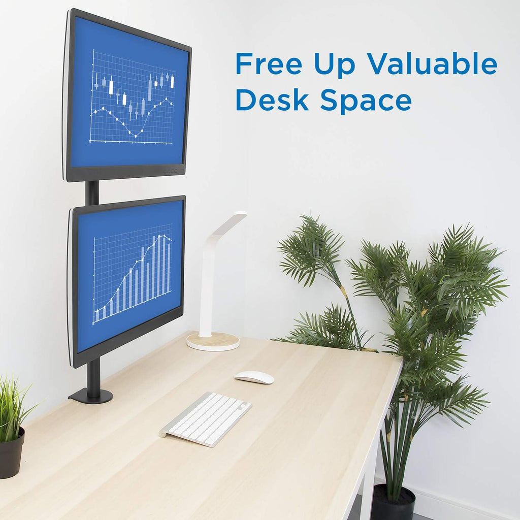 Vertical Dual Monitor Mount, Stacked Desk Stand, Fits 19-32 Inches, VESA 75 100 V731631