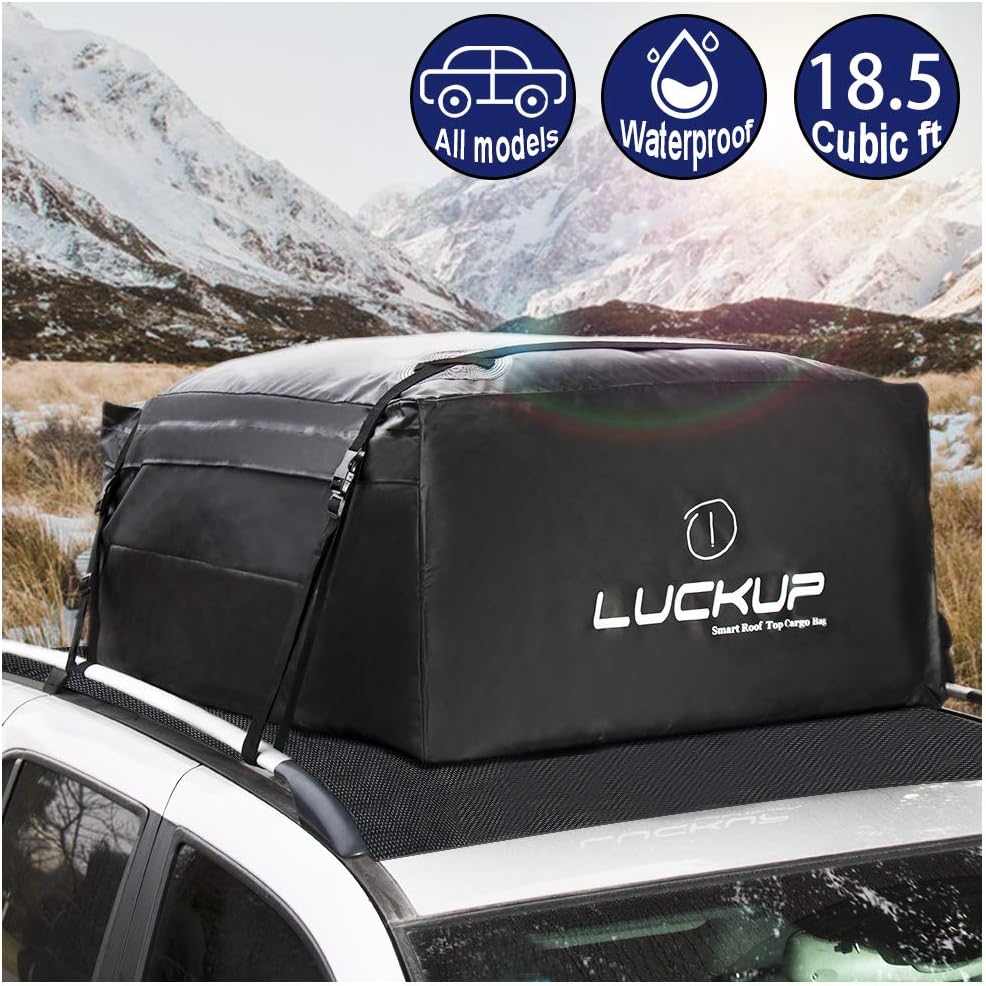 Waterproof Car Cargo Carrier Bag 18.5 Cubic Ft Black R293657